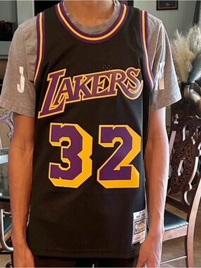 Los Angeles Lakers #32 Black Jersey with Purple & Gold